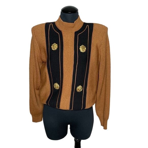 Vintage 80s Diane Delorean Wool Blend Knit Mock Neck Sweater - Women’s S - Picture 1 of 8